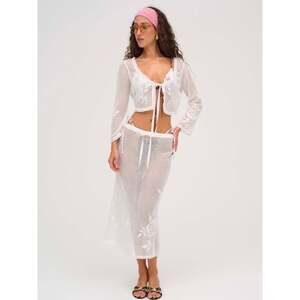 For Love & Lemons Rose Crochet Midi Skirt XS / White